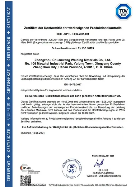 Aluminium pressure vessel welding wire certifications